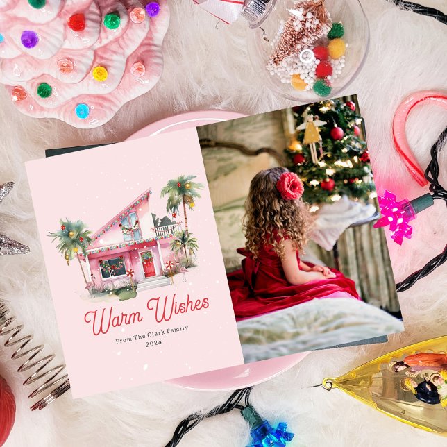 Convites Casa Moderna do Século Médio - Natal Rosa (Criador carregado)