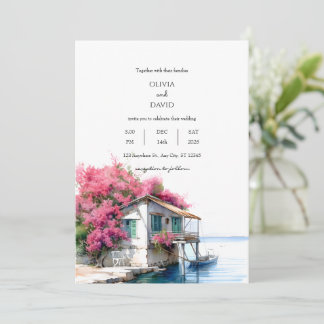 Convites Casa Náutica De Praia Com Casamento De Aquarelas D