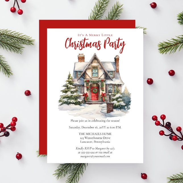 Convites Casa nostálgica com Festa de Natal de Natal no Dec (Nostalgic English Tudor Style Home with Holiday Decor Christmas Party Invitation)