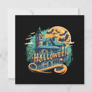 Convites casa vintage halloween com fantasma