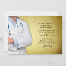 Convites Casaco Branco Dourado da Festa de formatura