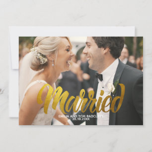 Convites Casado Foto Rascunho Dourado Moderno Obrigado