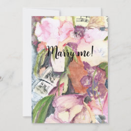 Convites Casado me Watercolor floral Music Agenda