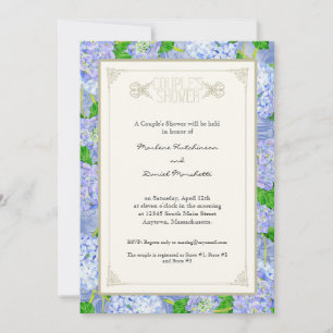 Convites Casais Chá Azul Hidrangea Lace Floral Formal