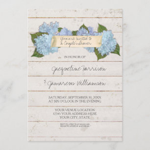 Convites Casais Chá BOHO Shiplap Wooden Conselho Hydrangea
