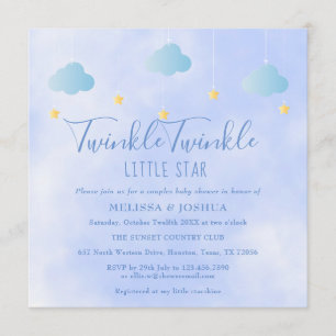 Convites Casais Chá de fraldas Twinkle Pequena Estrela