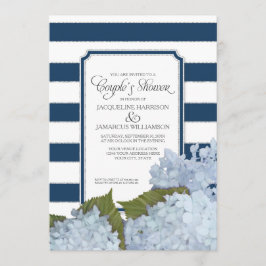 Convites Casais Chá Marinho Blue Hydrangea Script Art Deco