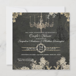 Convites Casais Chá Paris Chalkboard Vintage Tipografia