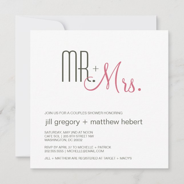 Convites Casais Chá RetroMédio-século Moderno (Frente)