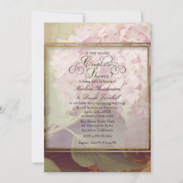 Convites Casais Chá Vintage Blush Pink Hydrangea Floral
