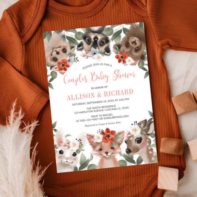 Convites Casais chás de fraldas animais da floresta (Criador carregado)