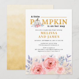 Convites Casais de abóbora Chá de fraldas Aquarela Lileira 