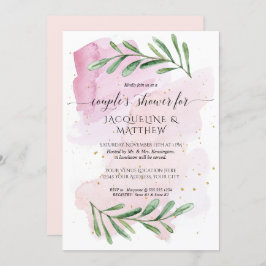 Convites Casais de Aquarela Modernos Chás de Eucalyptus Fol