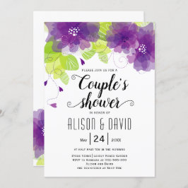 Convites Casais de casamento de flores etéreas roxas