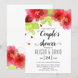 Convites Casais de casamento de flores etéreas vermelhas, r
