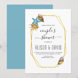 Convites Casais de casamento de poligões e conchas