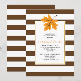 Convites Casais de casamento do mapa laranja e listras chá
