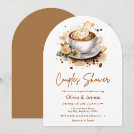 Convites Casais de Casamento Floral de Café Chá de panela