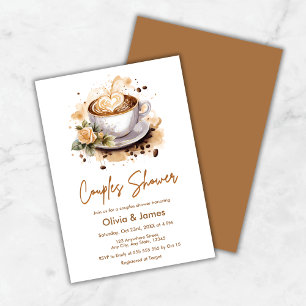 Convites Casais de Casamento Floral de Café Chá de panela