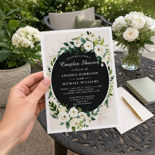 Convites Casais de Casamento Floral Verde-Branco Gordo Chá