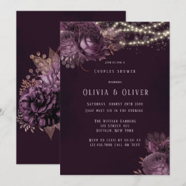 Convites Casais de pénia roxa e Rosa Dourada Chá
