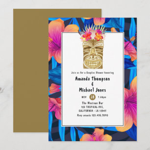 Convites Casais de praia de Tiki Time Luau Summer Chá