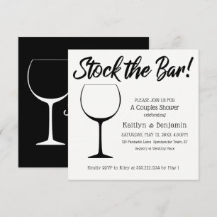 Convites Casais de script de Bar em estoque preto e branco