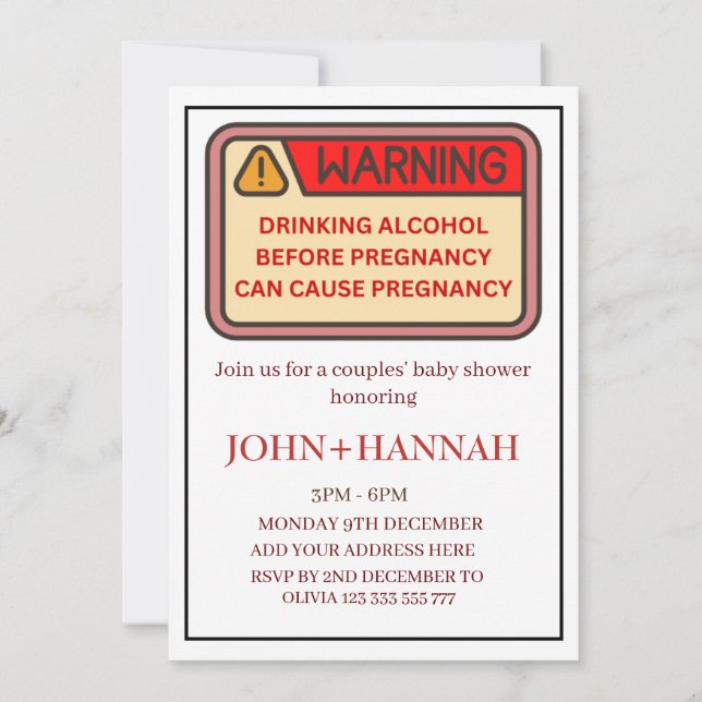 Convites Casais de Tema de Construção Chá de fraldas Engraç (Frente)