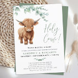 Convites Casais de Vaca Santa Greenerescência Highland Chá<br><div class="desc">Convide seus amigos e família para comemorar a chegada do seu novo bebê com esta adorável mãe de vaca em terras altas e bebês convidando para um chuveiro de bebês, acessórios de festas e presentes. Este convite para chás de fraldas apresenta uma pintura manual de gado das terras altas, perfeito...</div>