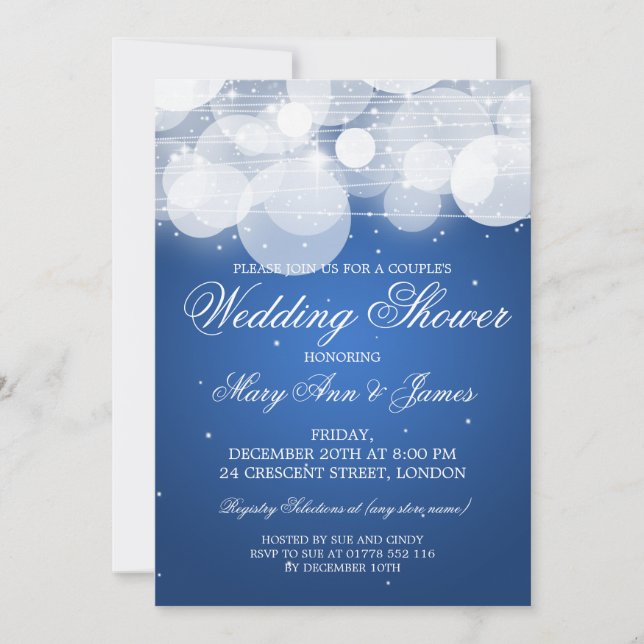 Convites Casais Elegante Brilho e Azul Espelho (Frente)