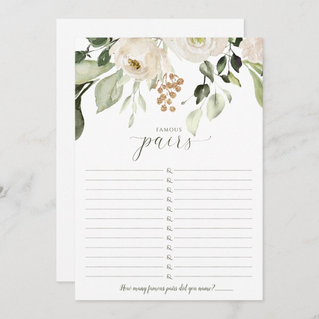 Convites Casais famosos para jogos de chá de panela - Pares (Frente/Verso)