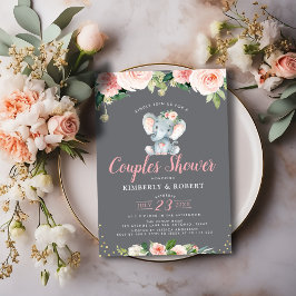 Convites Casais florais cor-de-rosa adoráveis para bebês