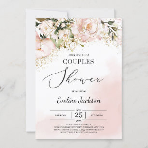 Convites casais florais cor-de-rosa com chá de ventre mode