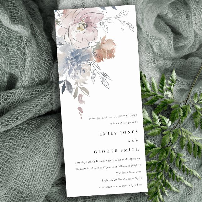 Convites Casais Florais Elegante Blush Watercolor (Criador carregado)