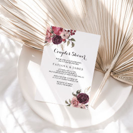 Convites Casais Florais Elegante Burgundy