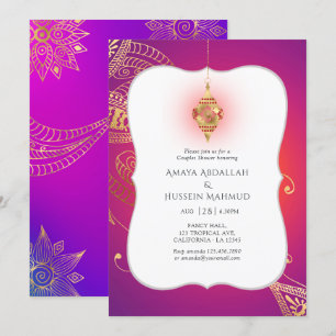 Convites Casais Gold Foil Arabian Bollywood Chá