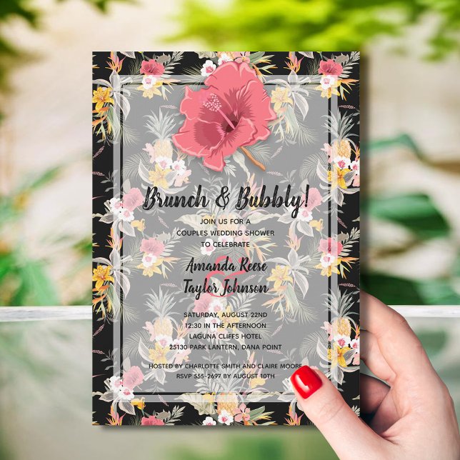 Convites Casais Ingleses Chá de panela de Casamento (Brunch and Bubbly Tropical Bridal Shower Invitations - INSTANT DOWNLOAD and/or PRINTED)