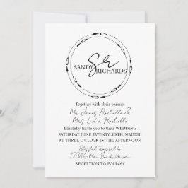 Convites Casais Monograma Preto Branco Coração Casamento 