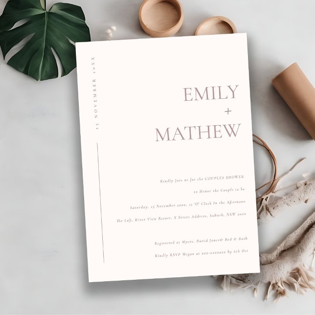 CONVITES CASAIS TIPOGRÁFICOS MÍNIMOS DE PINCO BRUTO CHÁ (Criador carregado)