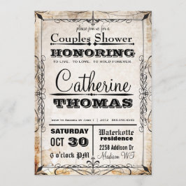 Convites Casais Vintage Skull & Flourish Chá Convidar