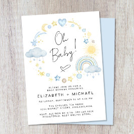 Convites Casal Boho Rainbow Watercolor Baby Boy Chá