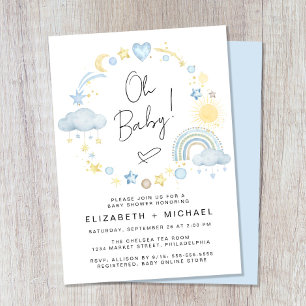 Convites Casal Boho Rainbow Watercolor Baby Boy Chá