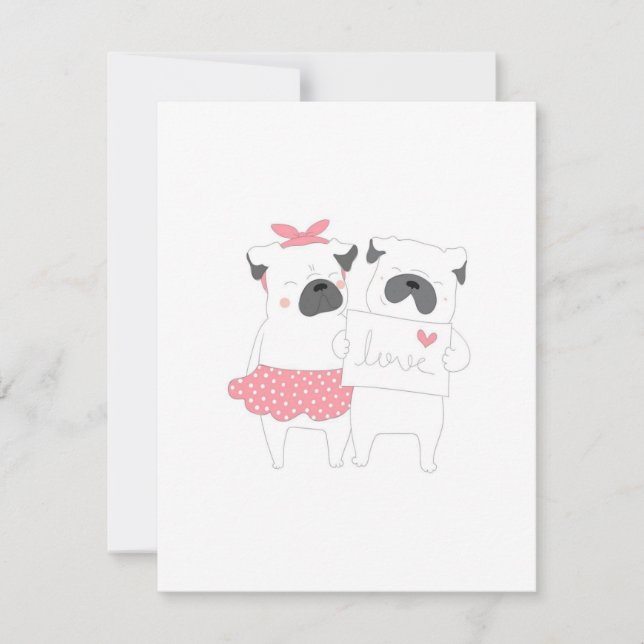 Convites Casal Bonito Amor de Bulldogue Francês | Amante de (Frente)