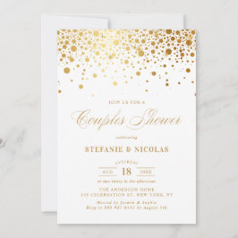 Convites Casal Branco Faux Gold Foil Confetti