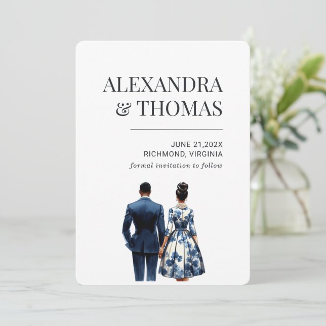 Convites Casal Bridal Afro-Americano (Em pé/Frente)