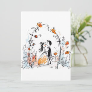 Convites Casal Caprichoso de Aquarela Aniversário de Casame