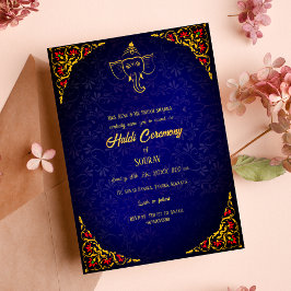 Convites Casal Cerimônia Haldi do Noivo Hindu Indiano Real