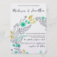 Casal Coroa de Flores Aquarela Romântica Casamento