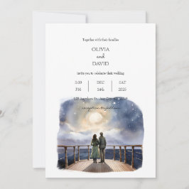 Convites Casal Cruise Navio Starry Night Sky Beach Casament
