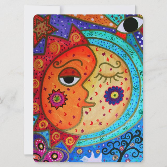 CONVITES CASAL DE ABSTRATO DE CASAMENTO DE SOL E LUA (Frente)